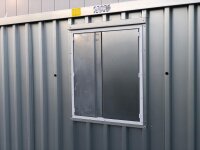 Materialcontainer Fenster 850 x 750 inkl. Montage (Sonderanfertigung)