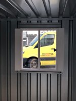 Materialcontainer Fenster 850 x 750 inkl. Montage (Sonderanfertigung)